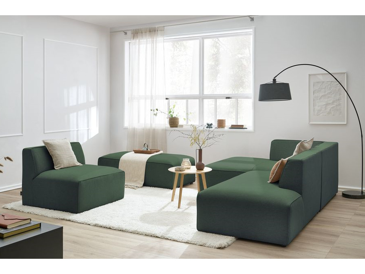 Bobochic Megeve Ecksofa mit Pouf Melange-Stoff Grün Ecke links