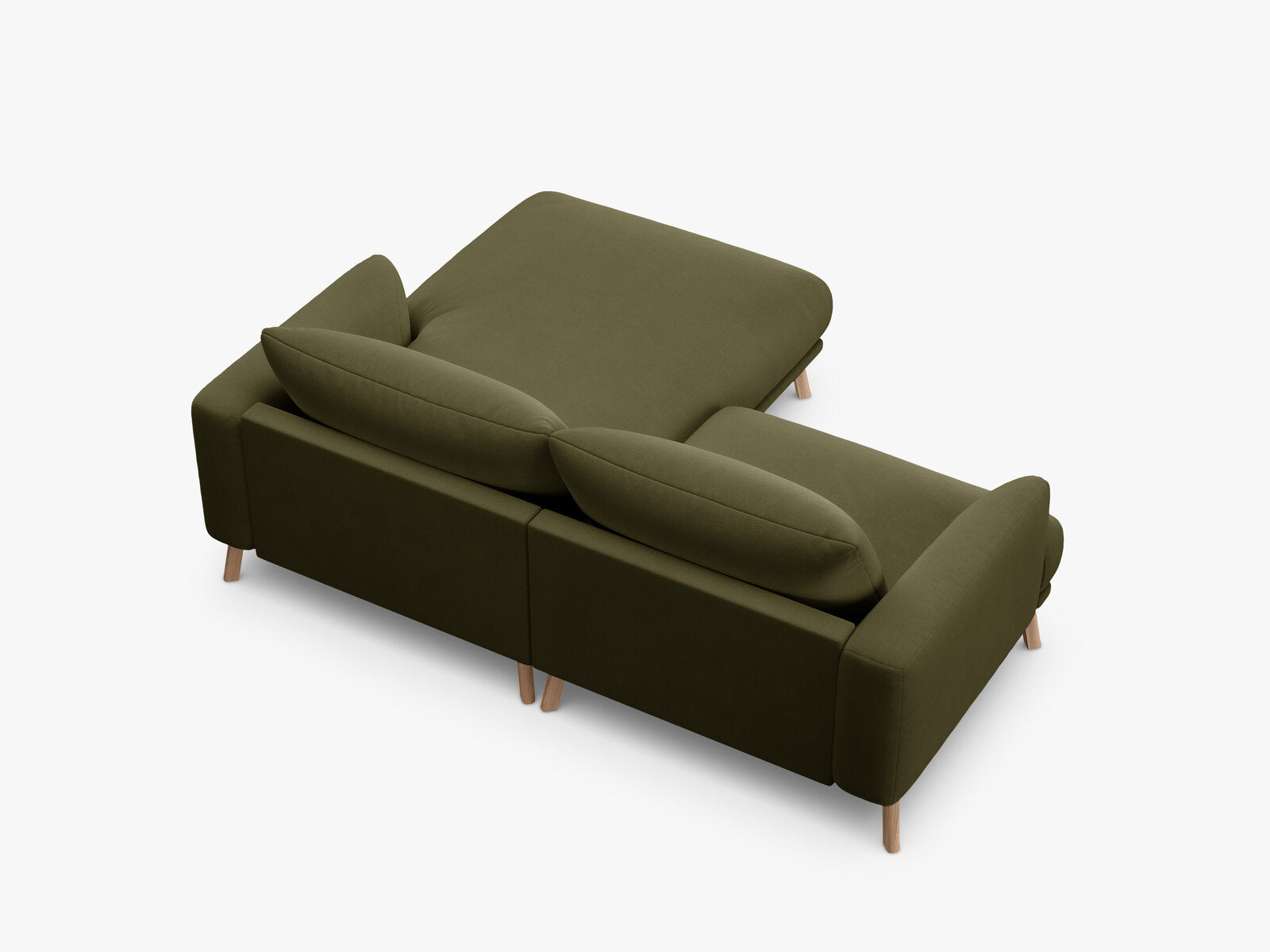Micadoni Ecksofa Naomi 3-Sitzer kleine Version Rechts Samt Salvador Grün