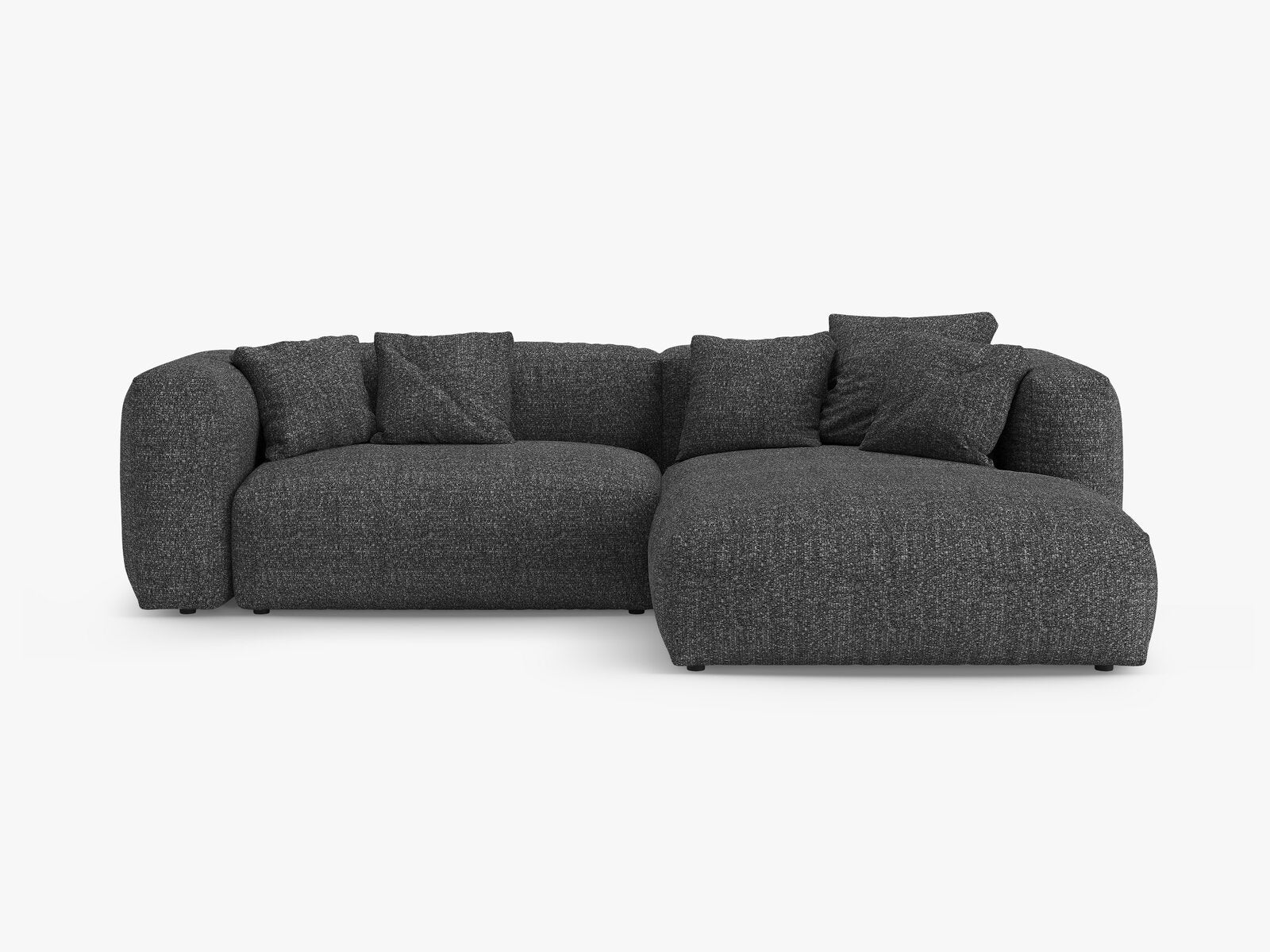 Micadoni Martina Ecksofa 4-Sitzer mit Schlaffunktion Rechts Boucle Monet Anthrazit