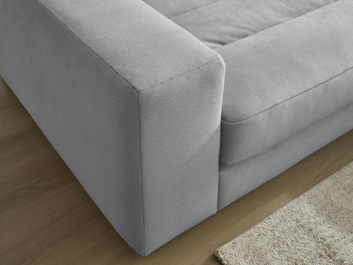 Bobochic Sierra Ecksofa mit Pouf Samt Hellgrau Ecke rechts