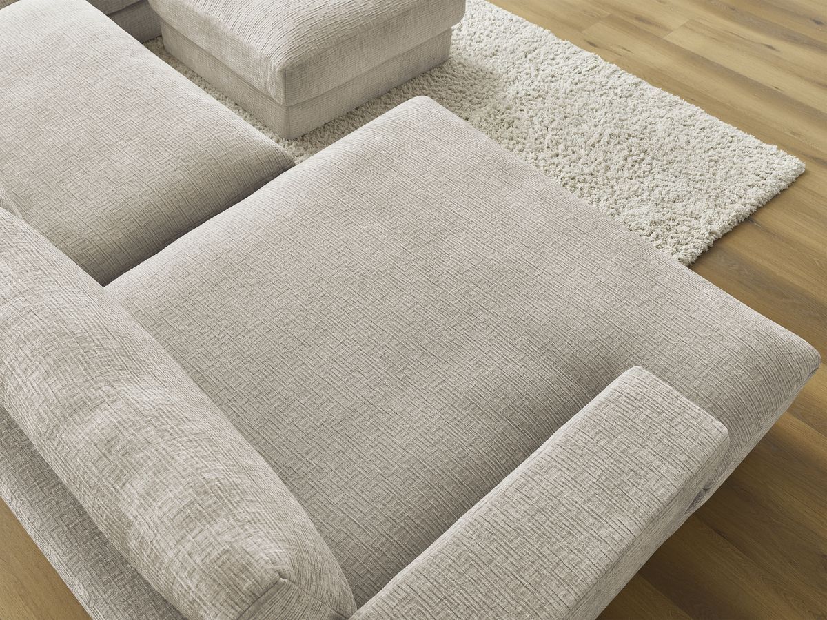 Bobochic Leonard Wohnlandschaft mit Pouf 404 × 159 cm Strukturstoff Beige