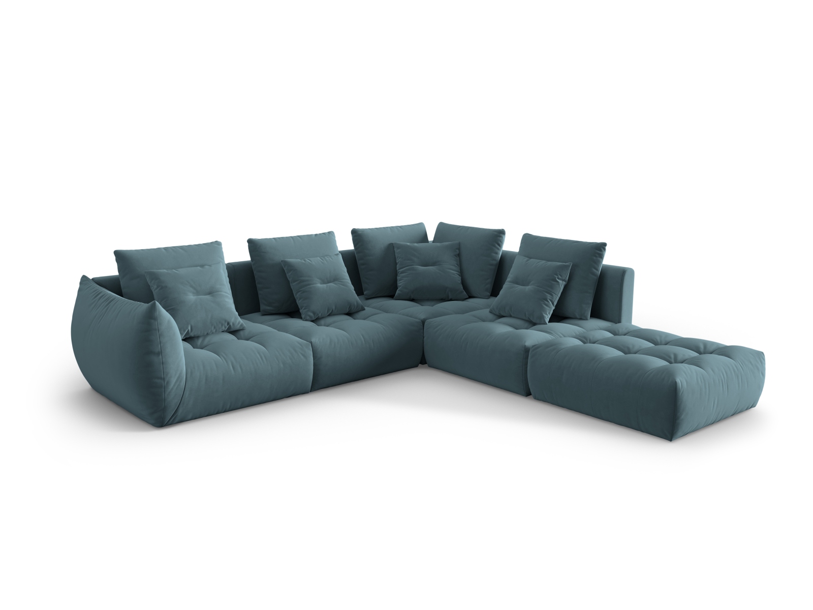 Micadoni Ecksofa Bloom 5-Sitzer Rechts Samt Pastellblau