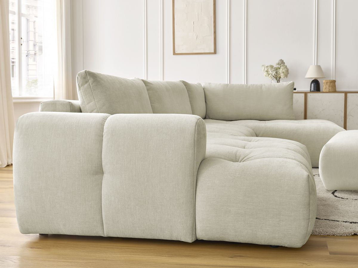 Bobochic Fuji Wohnlandschaft mit Pouf Stoff Beige Ecke links