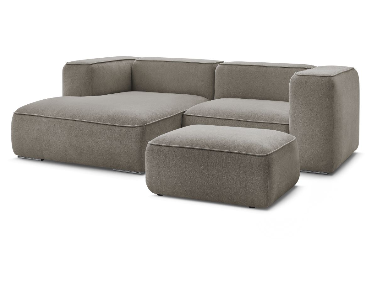Bobochic Zephyr Ecksofa mit Pouf 260 × 165 cm Strukturstoff Taupe Ecke links