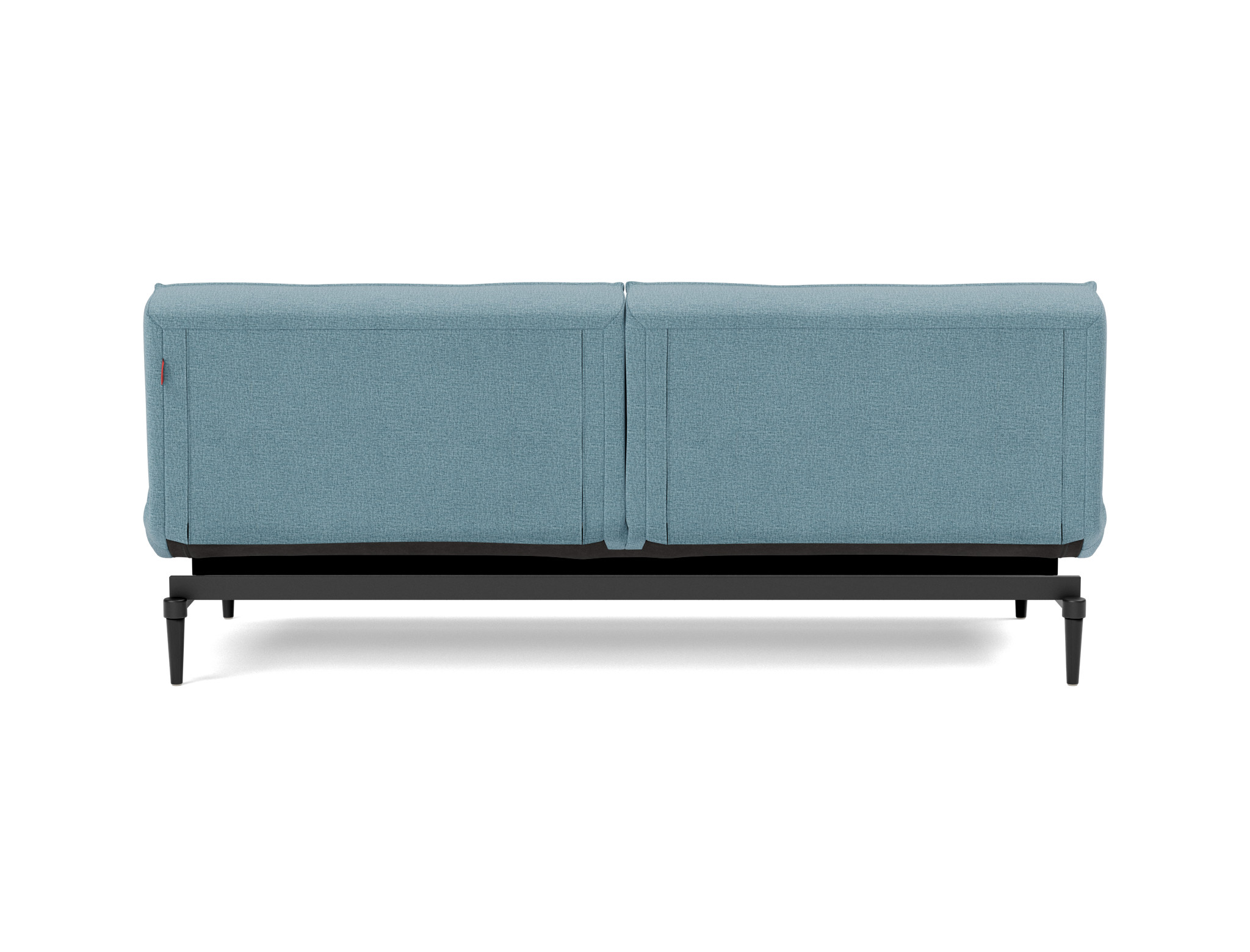 Schlafsofa Splitback Flachgewebe Mixed Dance 525-Light-Blue Beine Styletto Eiche schwarz