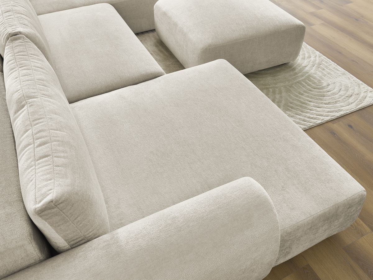 Bobochic Lucien Wohnlandschaft mit Pouf Stoff Beige Ecke links