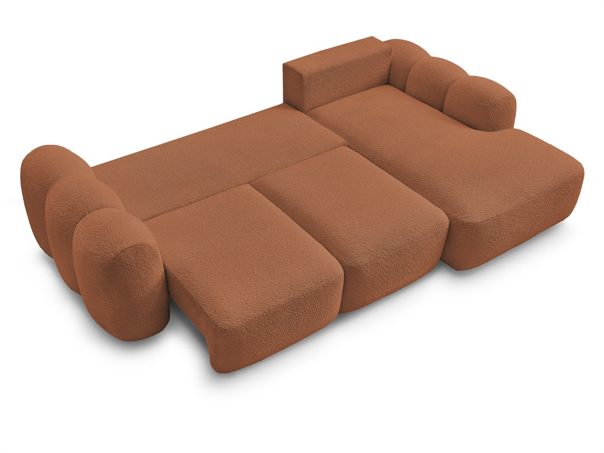 Bobochic Montaigne Ecksofa mit Schlaffunktion und Bettkasten 276 × 164 cm Bouclé-Stoff Orange Ecke rechts
