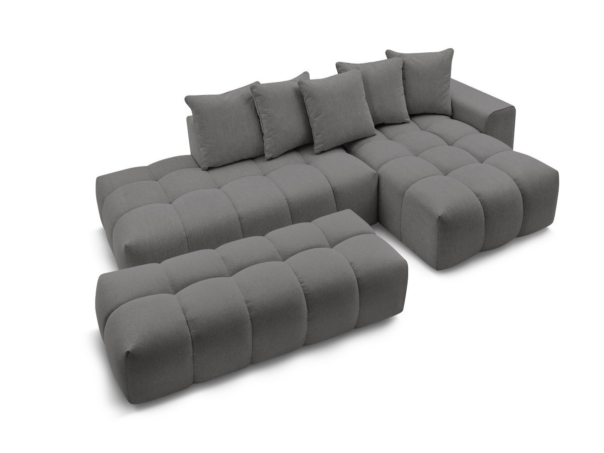 Bobochic Mont-blanc Ecksofa mit Pouf Melange-Stoff Dunkelgrau Ecke rechts