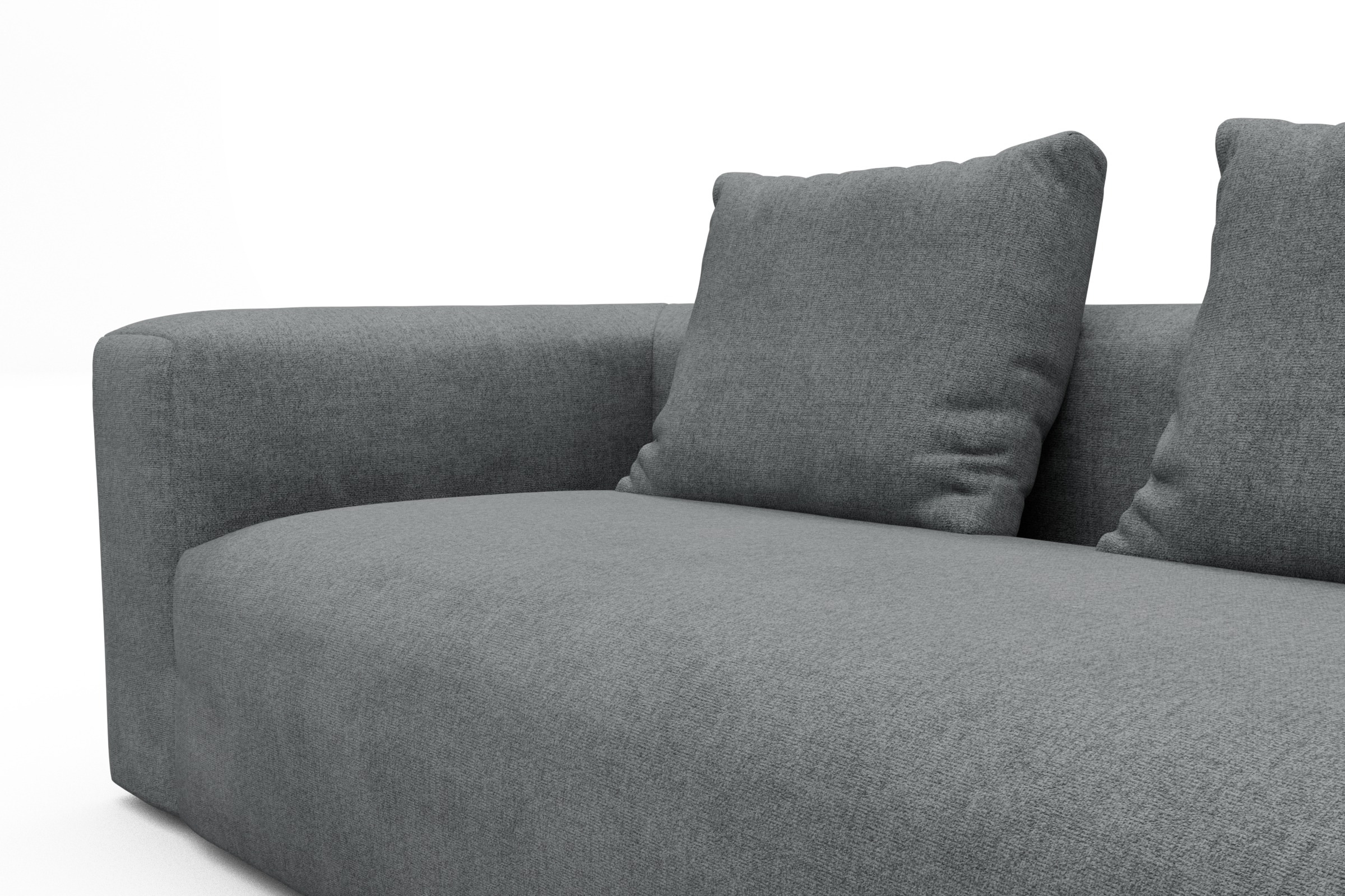 Wohnlandschaft Fred Chaiselongue rechts mit 2-Sitzer und lange Armlehne links Casone-Gravel-Grey