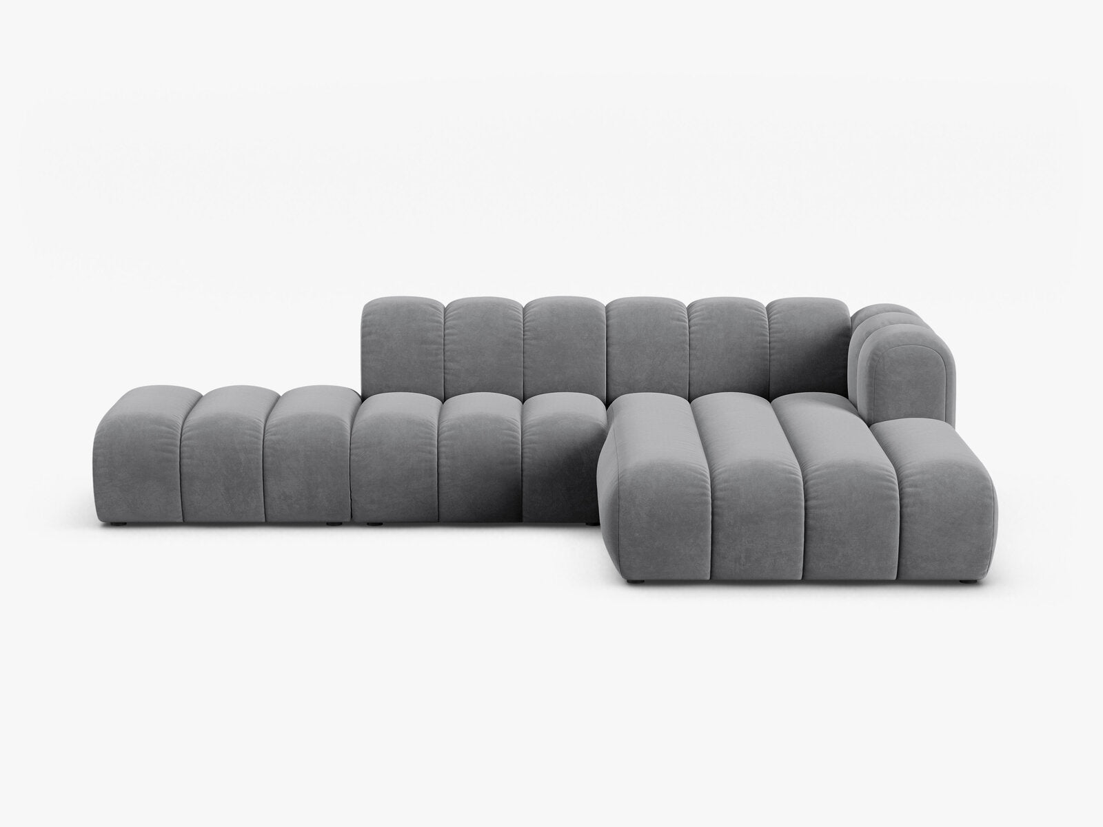 Micadoni Modulares Ecksofa offen Lupine 5-Sitzer Rechts Samt Salvador Grau