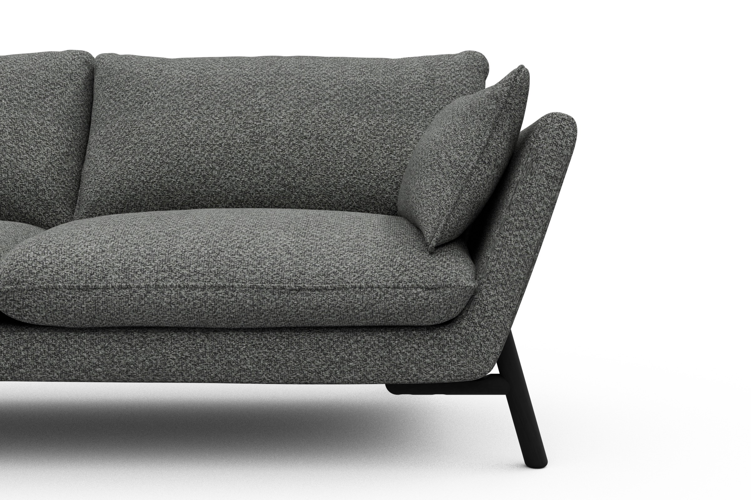 Sofa Emil 2-Sitzer Beinfarbe Eiche Schwarz Vanora-Warm-Grey