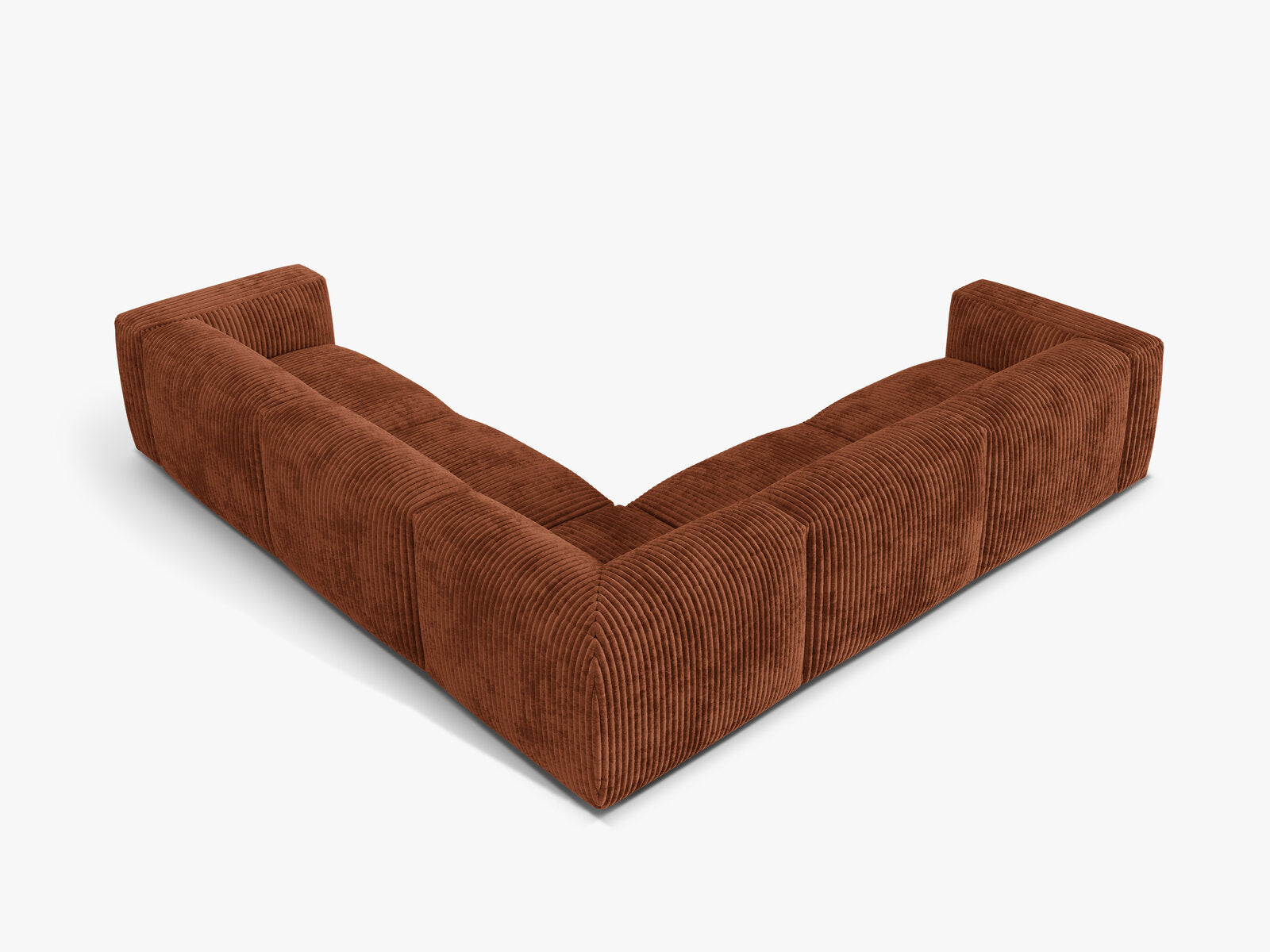 Micadoni modulares symmetrisches Ecksofa XL Martina 5-Sitzer Kord Tilia Ziegel