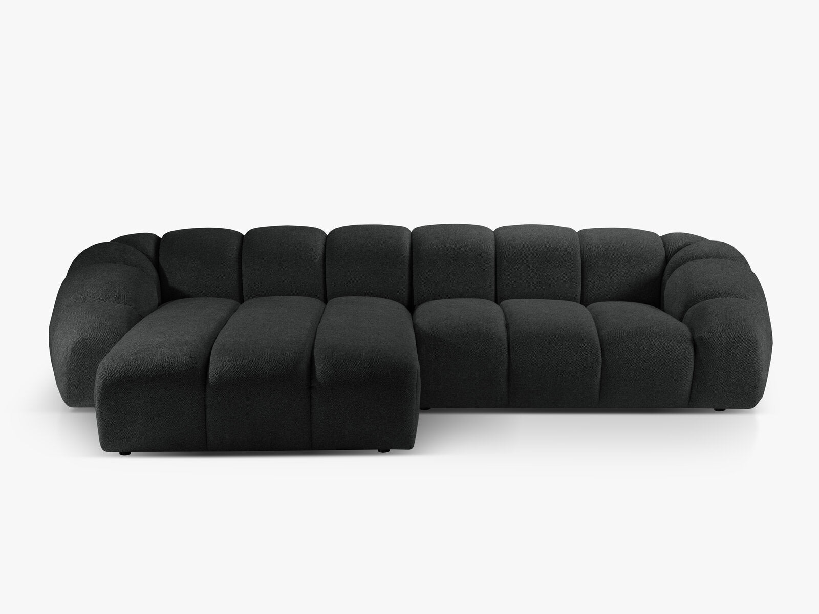 Micadoni Ecksofa Diana 4-Sitzer Links Strukturierter Samtstoff Anthrazit