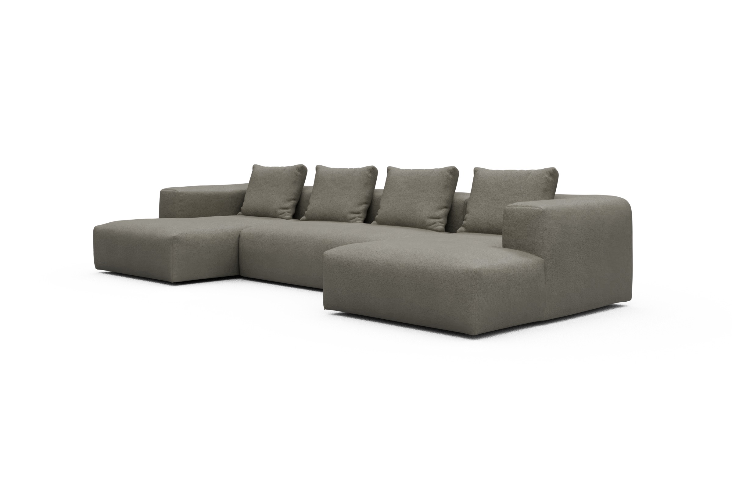 Wohnlandschaft Fred mit 2-Sitzer und Chaiselongue beidseitig Denari-Warm-Grey