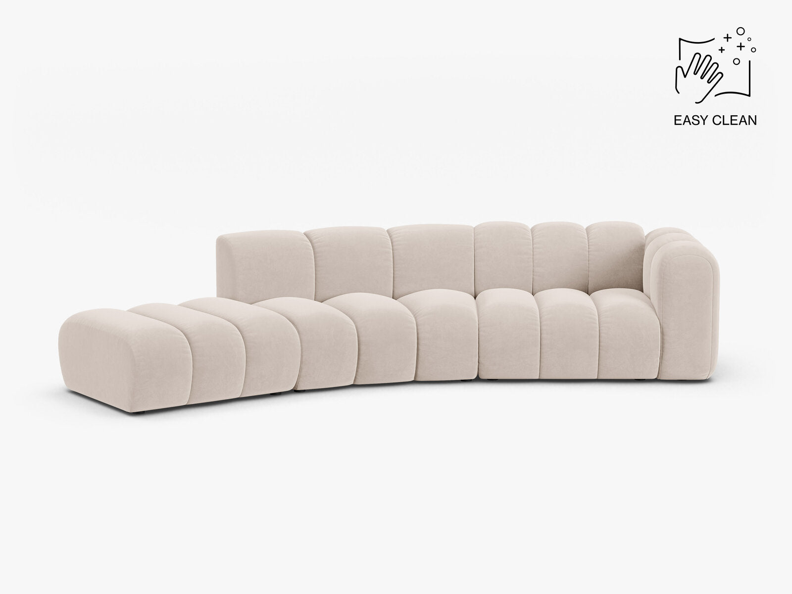 Micadoni Modulares Sofa Lupine 5-Sitzer Samt Venus Helles Beige Links