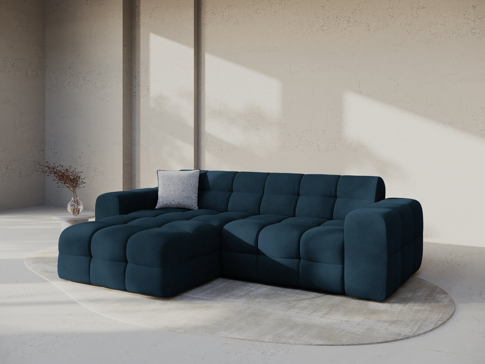Micadoni Ecksofa Kendal 4-Sitzer Links Samt Magic Velvet Marineblau