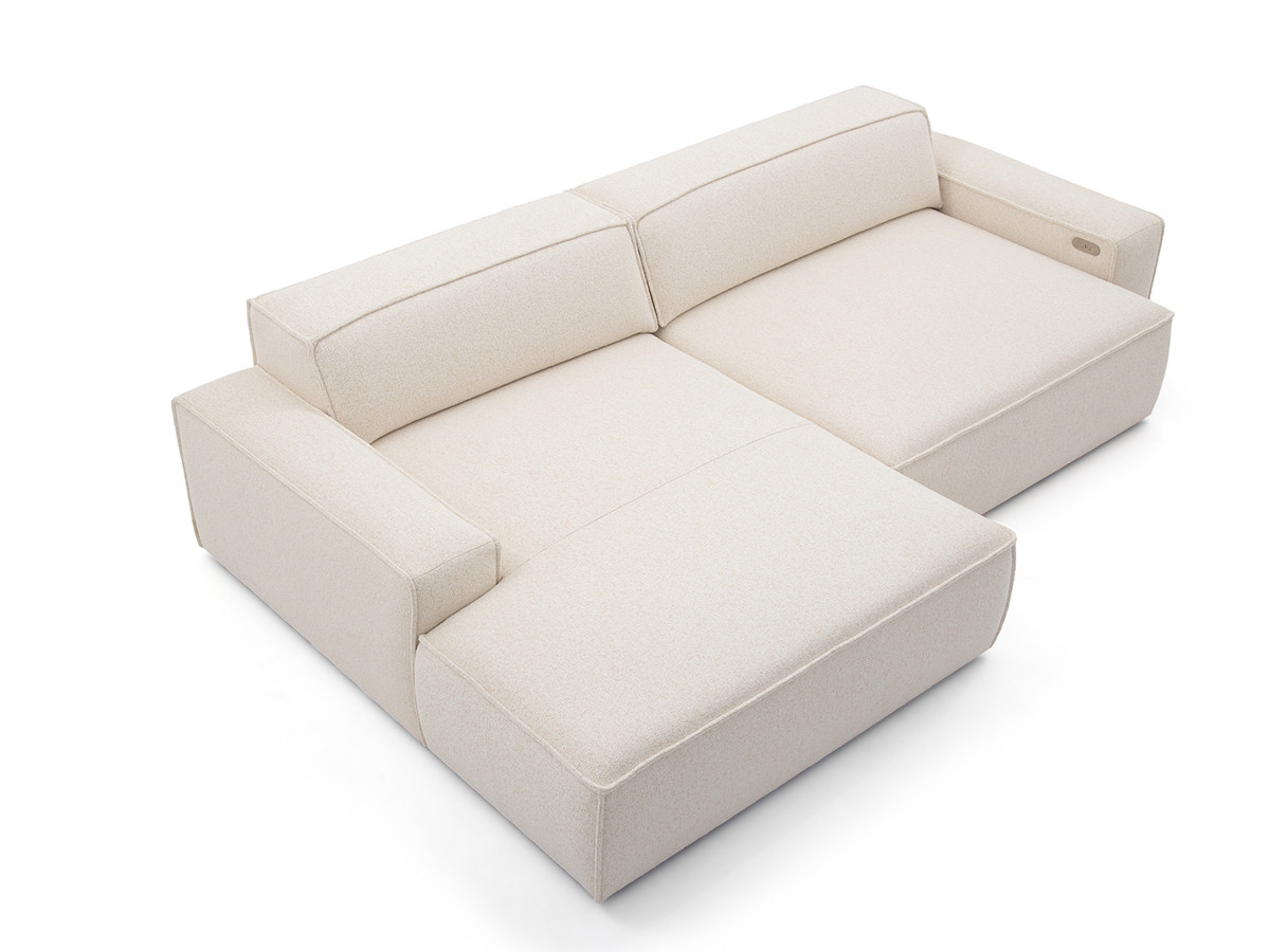 Bobochic Abel Ecksofa mit Schlaffunktion Melange-Stoff Beige Ecke links