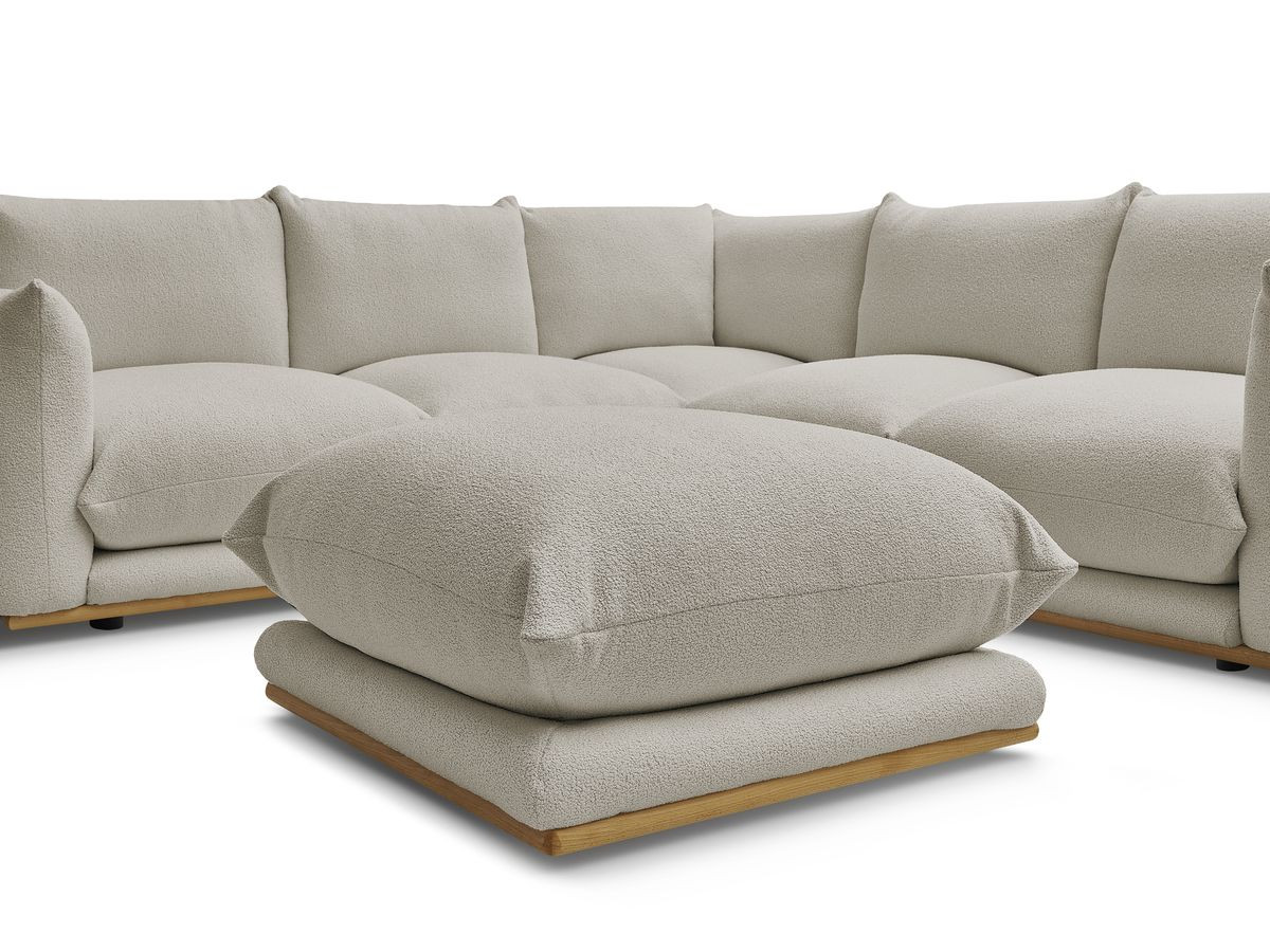 Bobochic Ernest Ecksofa mit Pouf Bouclé-Stoff Taupe