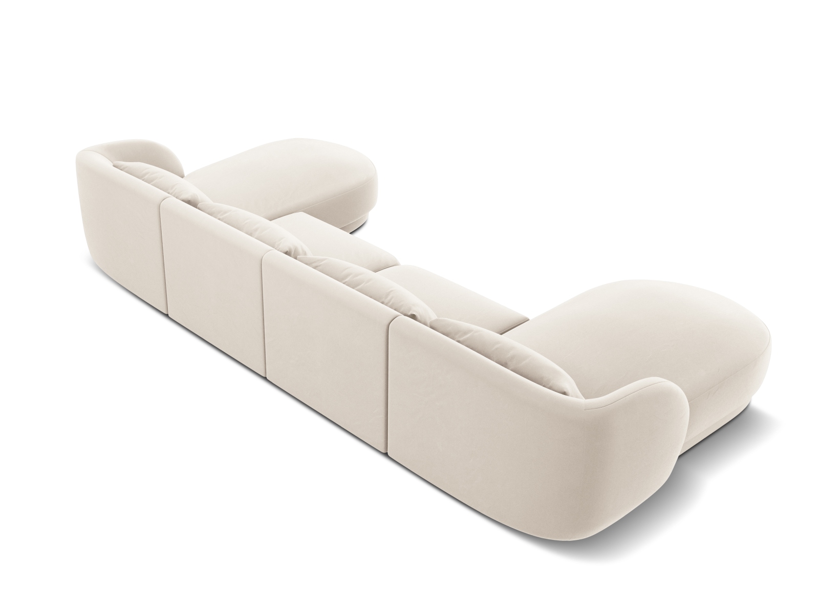 Cosmopolitan Design Panoramasofa Tulum 5-Sitzer Samt Bluvel Helles Beige