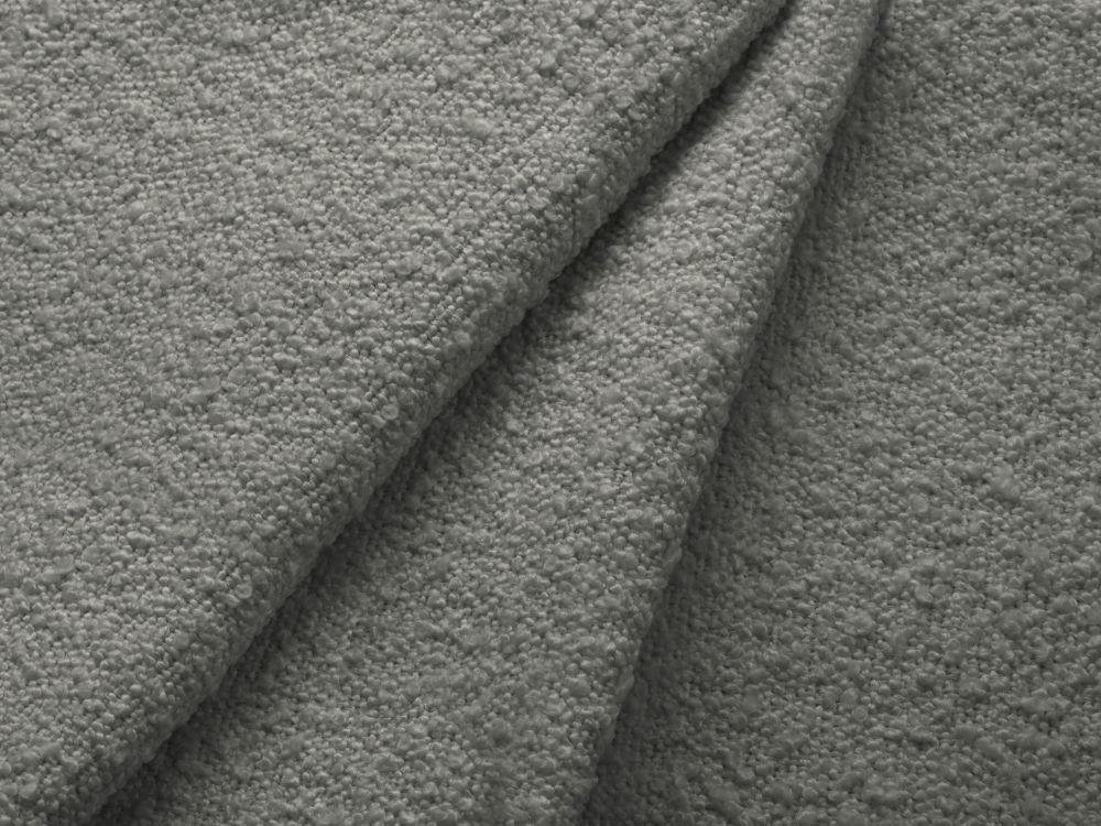 Cosmopolitan Design Ecksofa Vienna 6-Sitzer Boucle Ascot Grau Links Beine Schwarzes Metall