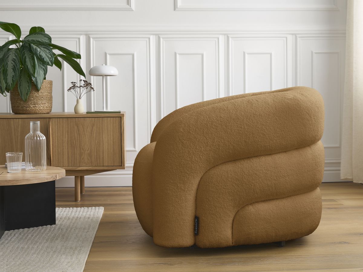 Bobochic Elina Sessel Bouclé-Stoff Gelb