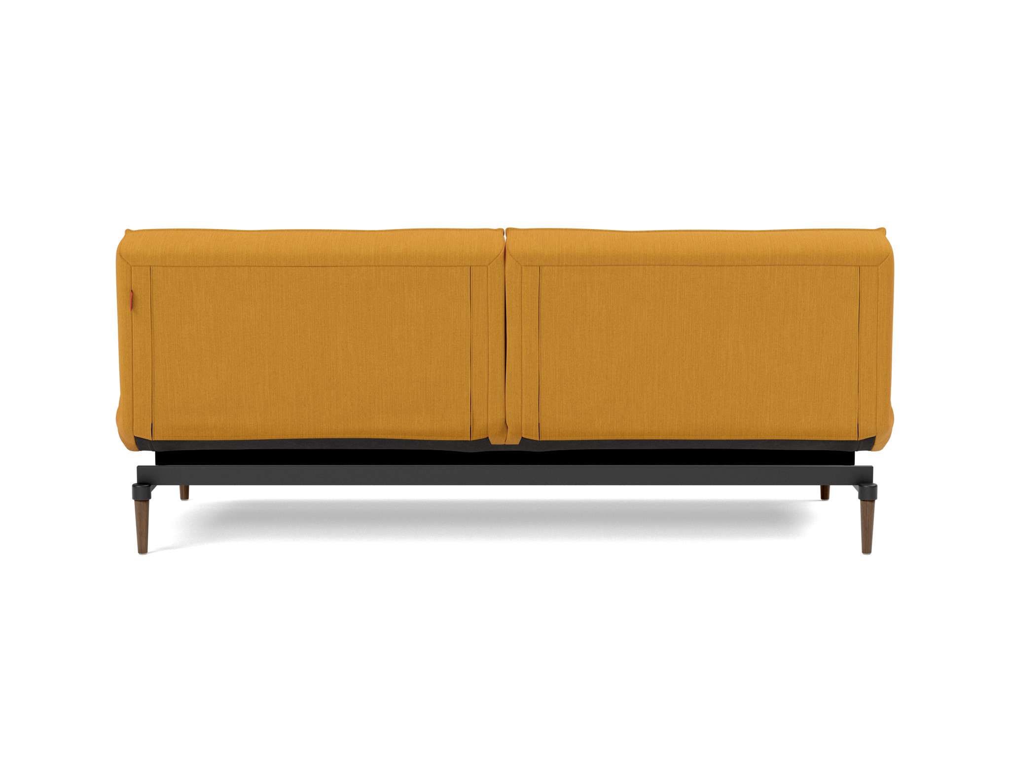 Schlafsofa Splitback Flachgewebe Elegance 507-Burned-Curry Beine Styletto Eiche dunkel
