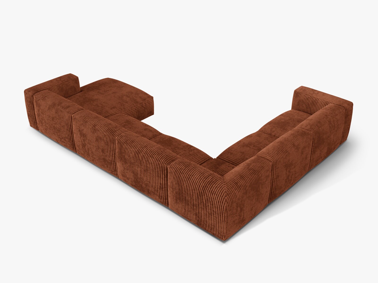 Micadoni modulares Ecksofa XL Martina 6-Sitzer Links Kord Tilia Ziegel