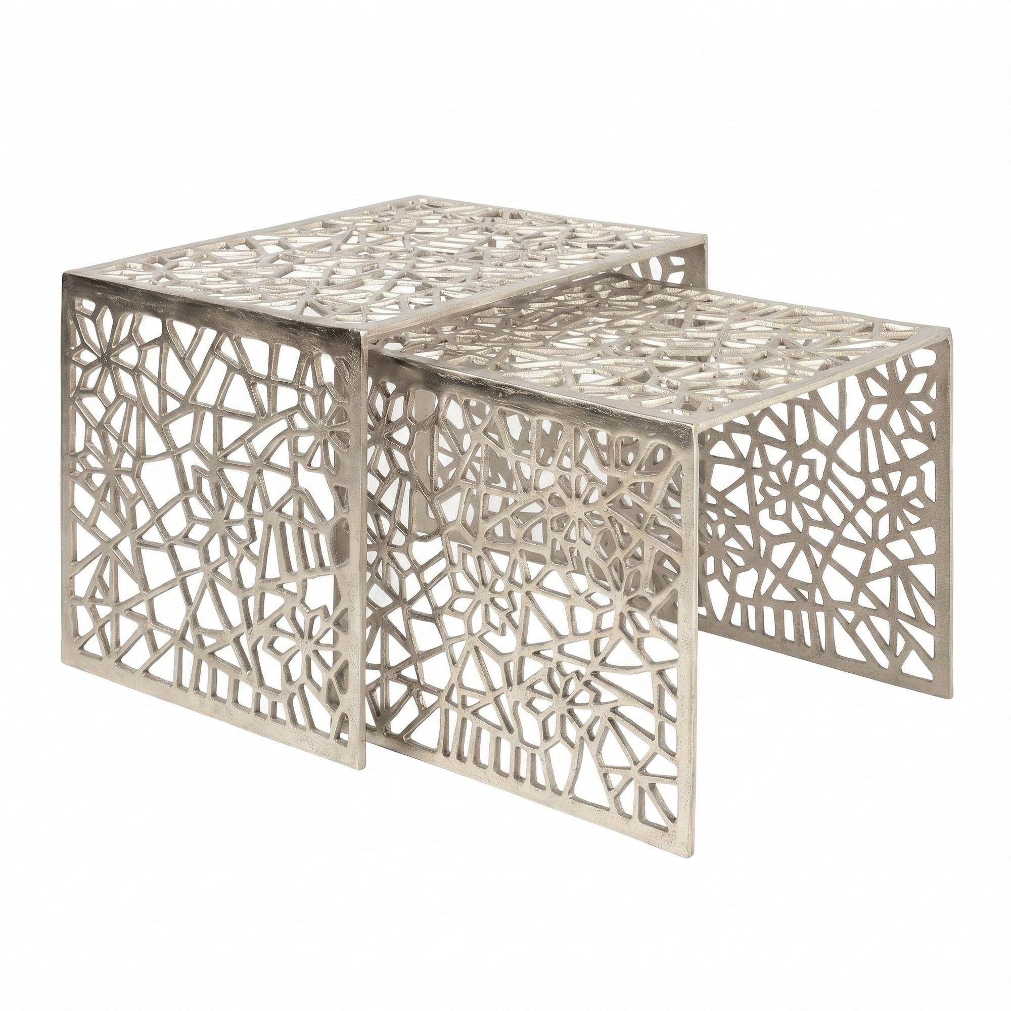 Satztisch 2er-Set Vevelstad Aluminium Silber 50 × 40 × 40 cm