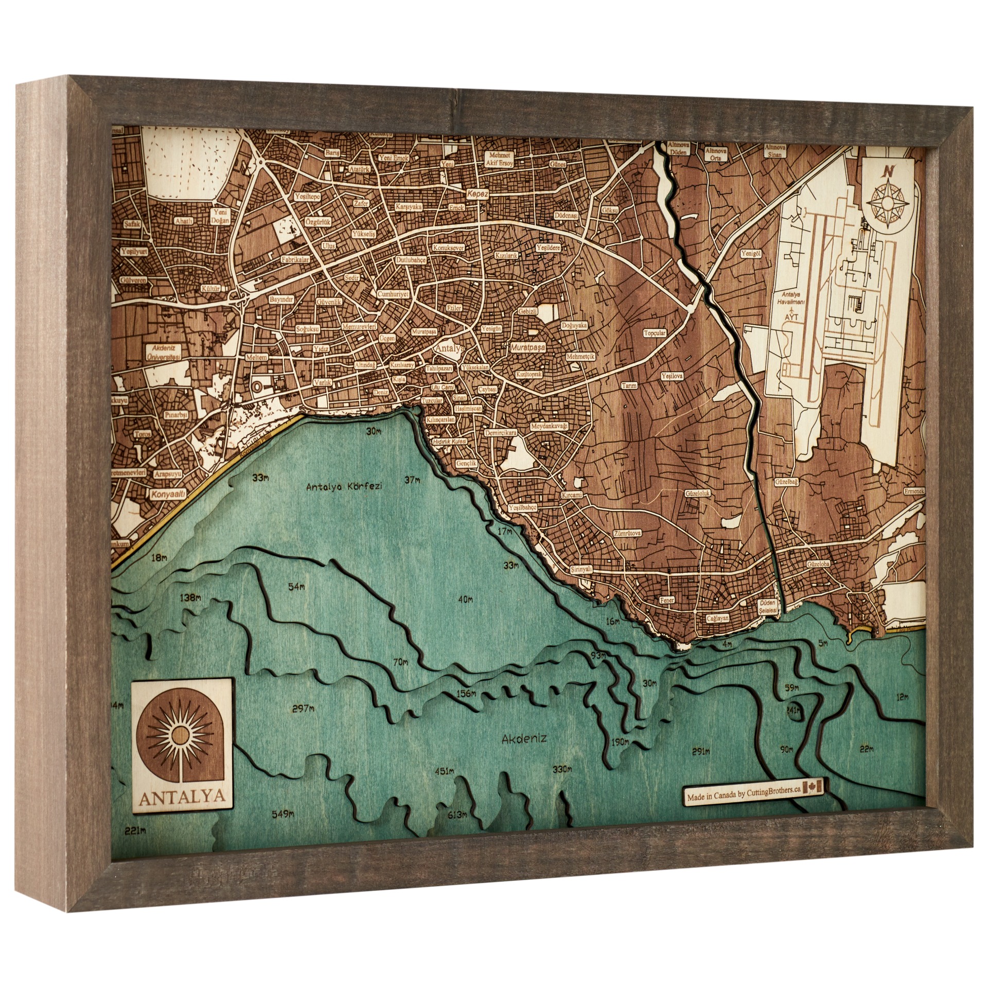 Cutting Brothers 3D Holz-Wandkarte Antalya 40.5x30.5 cm