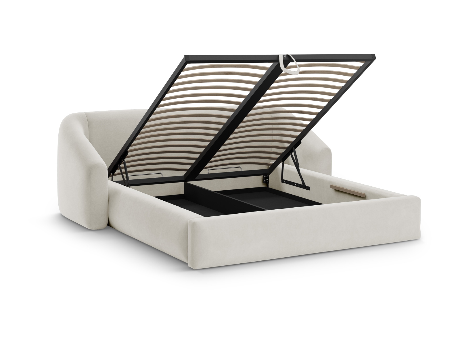 Cosmopolitan Design Stauraumbett mit Kopfteil Campi 200x200 Samt Bluvel Dunkelbeige