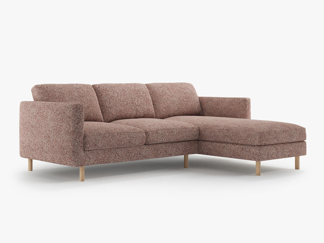 Micadoni Ecksofa Eden Groß 3-Sitzer Rechts Strukturierter Stoff Rosa Melange