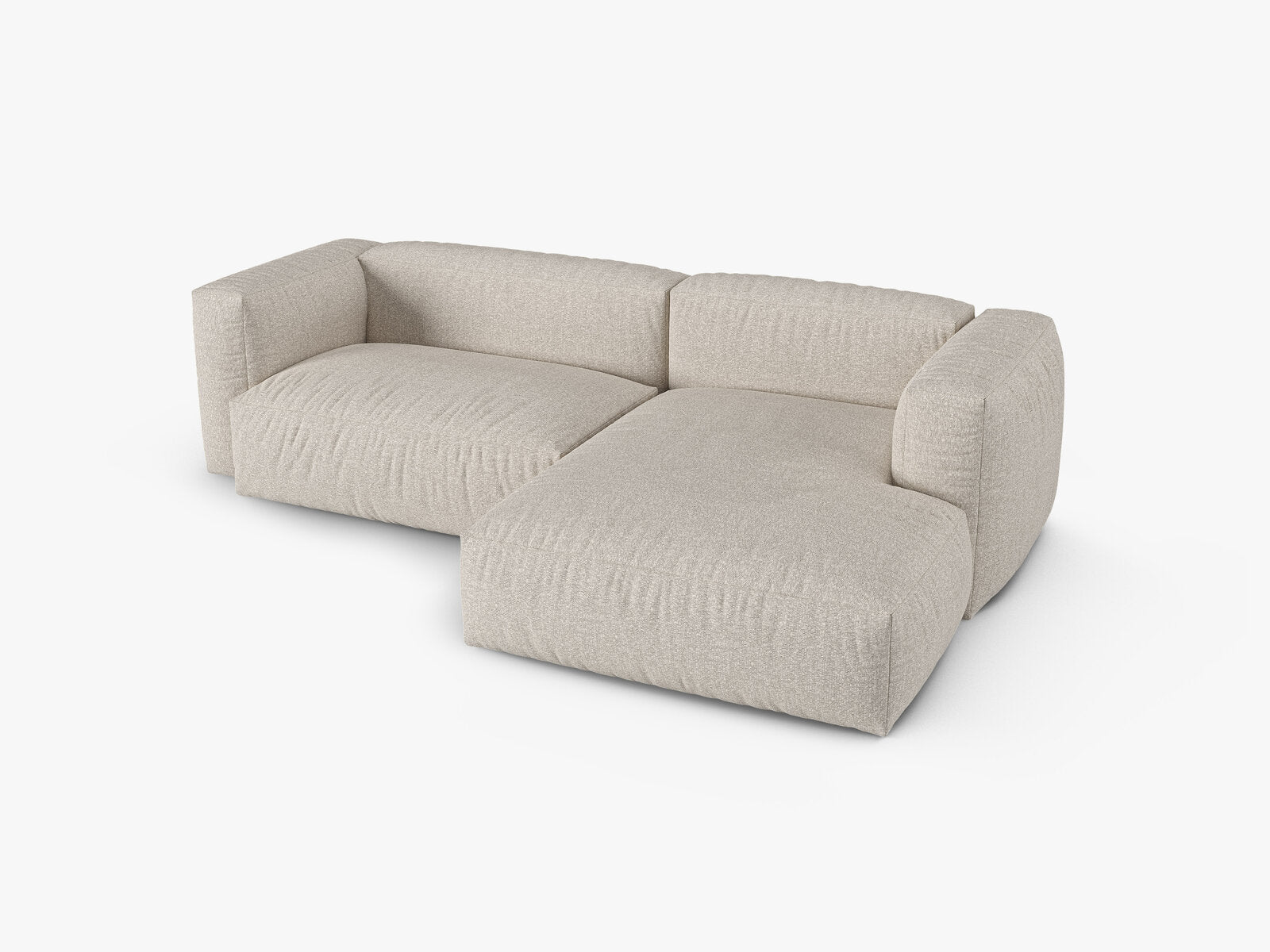 Micadoni Ecksofa Martina 2-Sitzer 90cm Sitztiefe Rechts Boucle Monet Beige