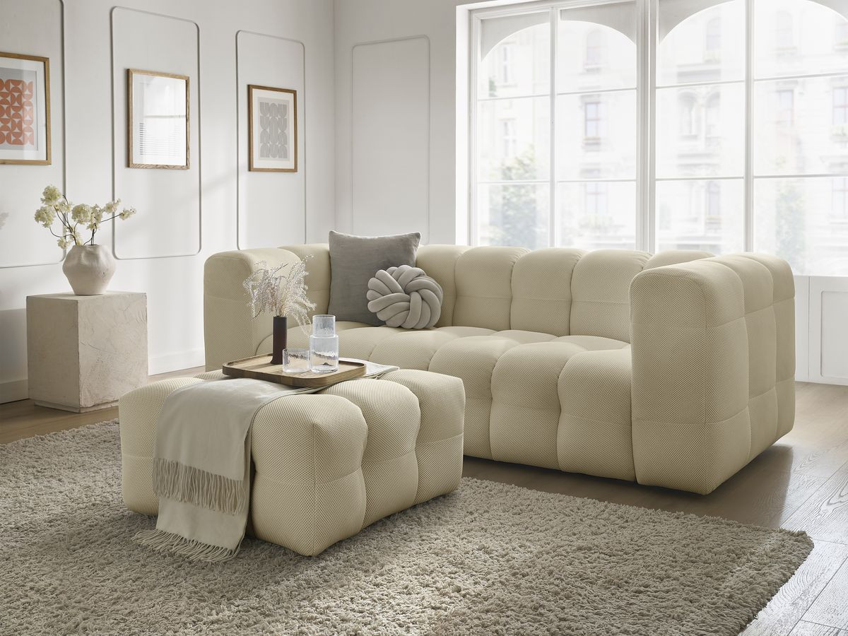 Bobochic Cloud Sofa 4-Sitzer mit Pouf Mesh-Stoff Beige