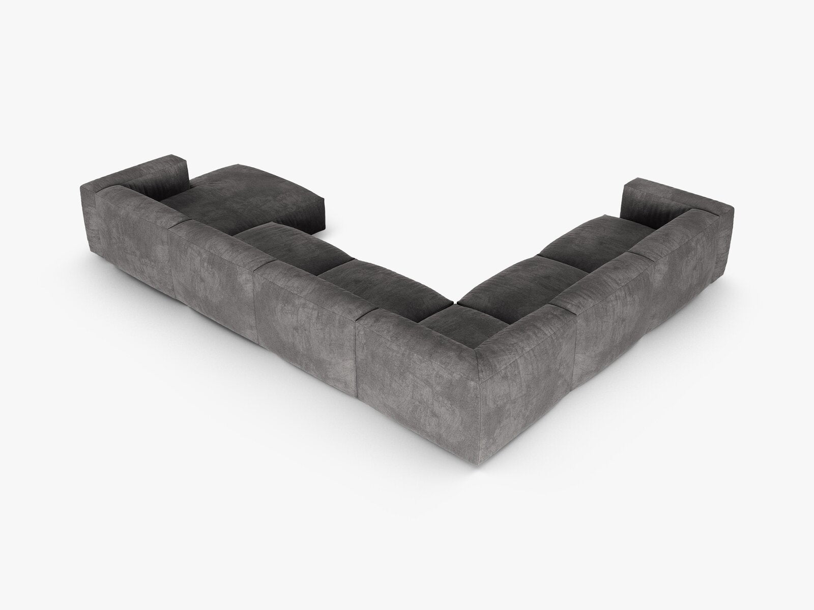 Micadoni modulares Ecksofa XL Martina 6-Sitzer 90cm Sitztiefe Links Samt Vogue Grau