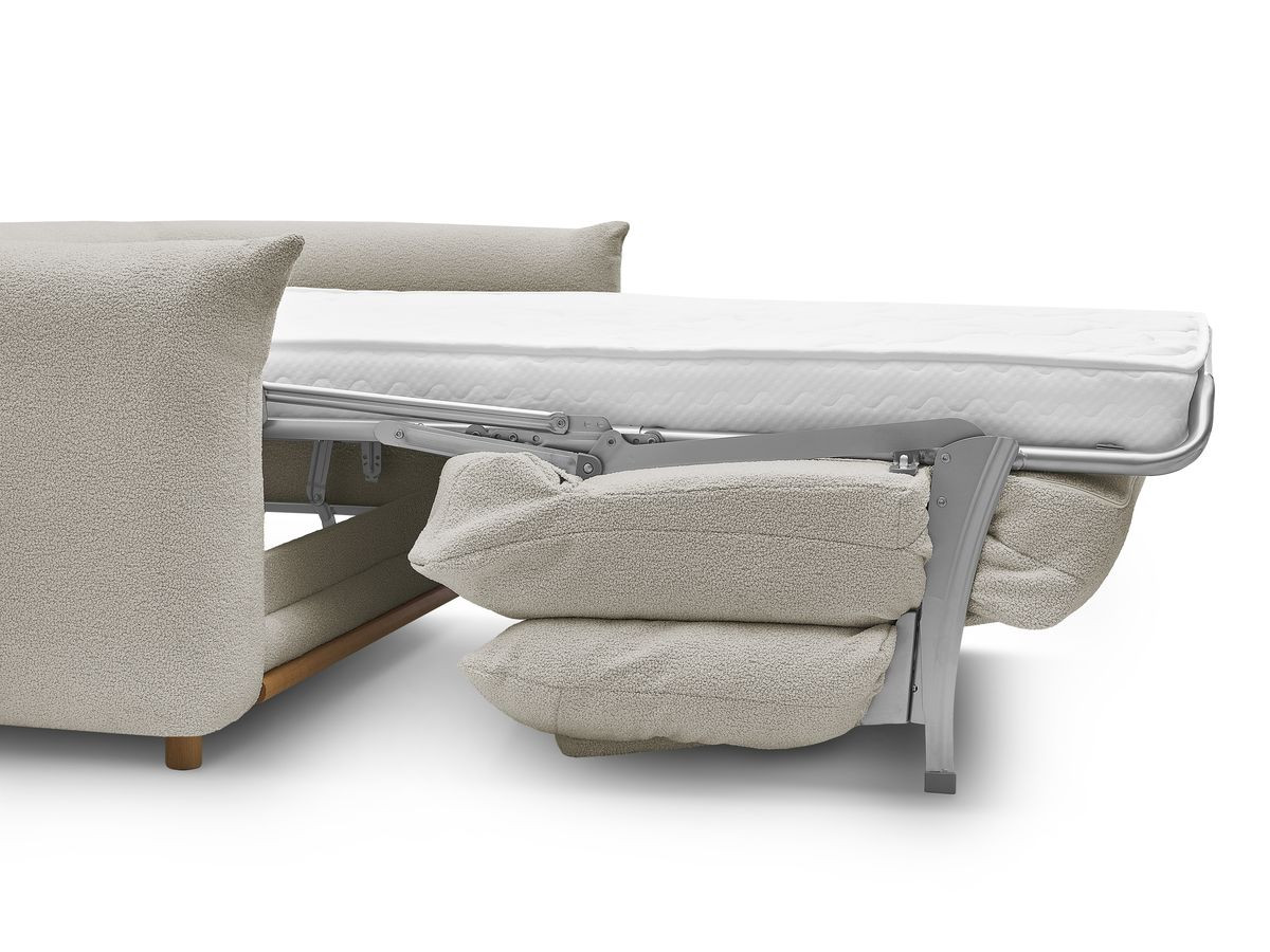 Bobochic Ernest Schlafsofa 3-Sitzer, Liegefläche 190 × 140 / 160 cm Bouclé-Stoff Taupe, Liegefläche 140 × 190 cm