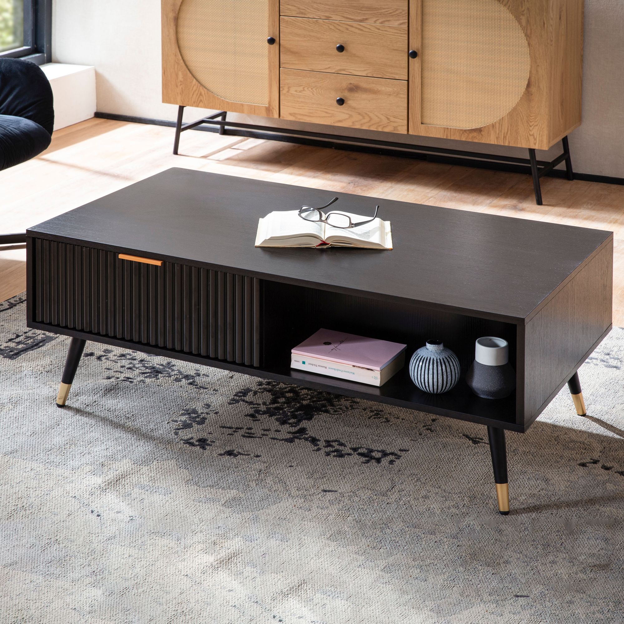 Couchtisch Evenskjer Schwarz 110 × 60 × 43 cm