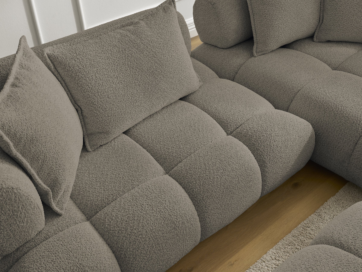 Bobochic Alya Ecksofa mit Pouf Bouclé-Stoff Taupe Ecke rechts
