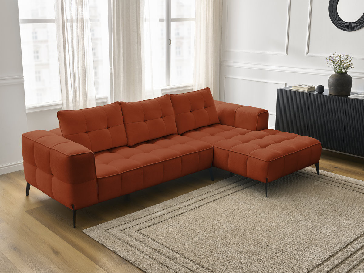 Bobochic Anis Ecksofa Strukturstoff Orange Ecke rechts