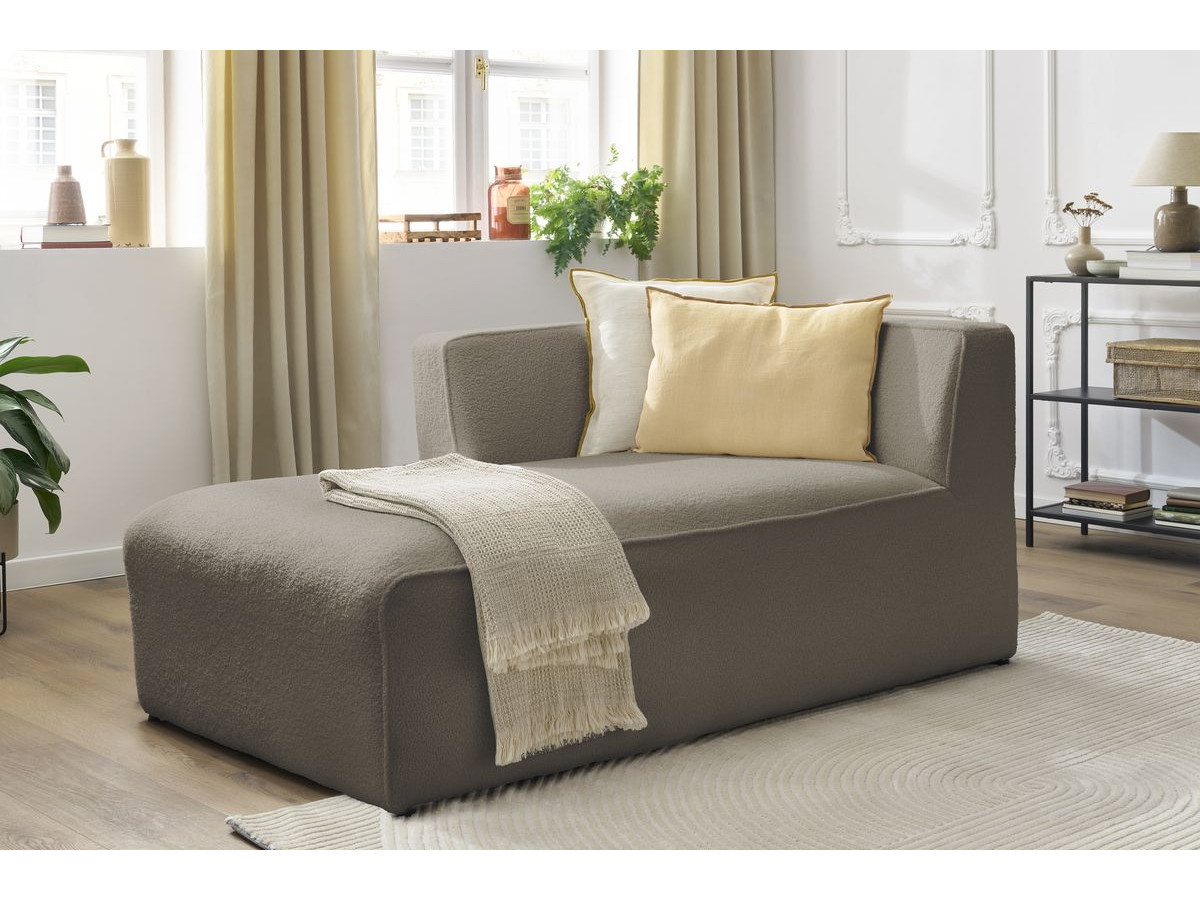 Bobochic Megeve Méridienne-Modul Bouclé-Stoff Braun Ecke links