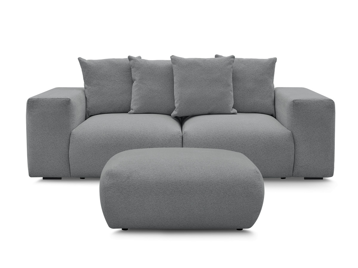 Bobochic Voltaire Sofa 4-Sitzer mit Pouf 248 × 100 cm Melange-Stoff Dunkelgrau