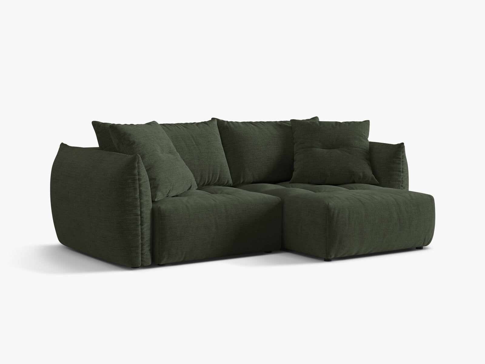 Micadoni Bloom Ecksofa 3-Sitzer mit Schlaffunktion Rechts Strukturierter Stoff Wind Moosgrün