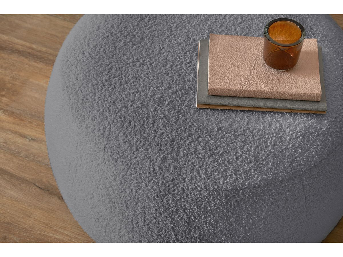 Bobochic Envy Pouf, rund Bouclé-Stoff Dunkelgrau