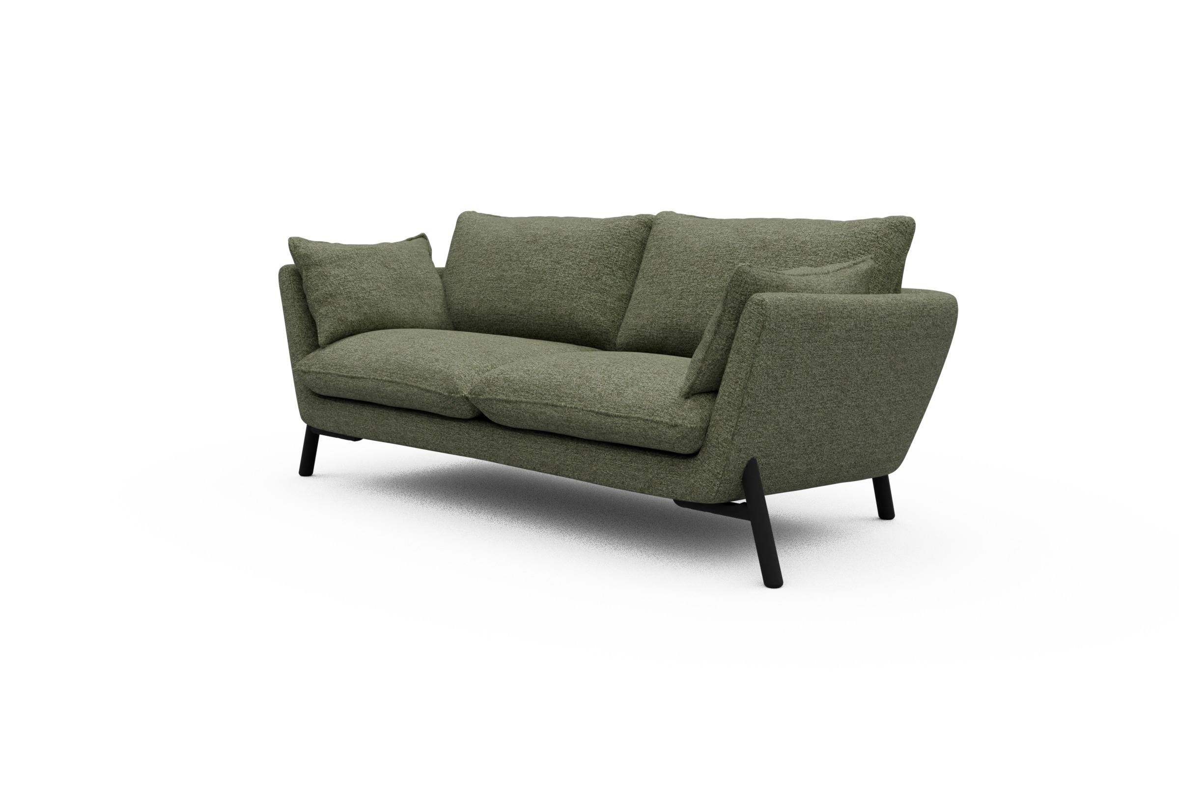 Sofa Emil 2-Sitzer Beinfarbe Eiche Schwarz Carreno-Vivid-Green