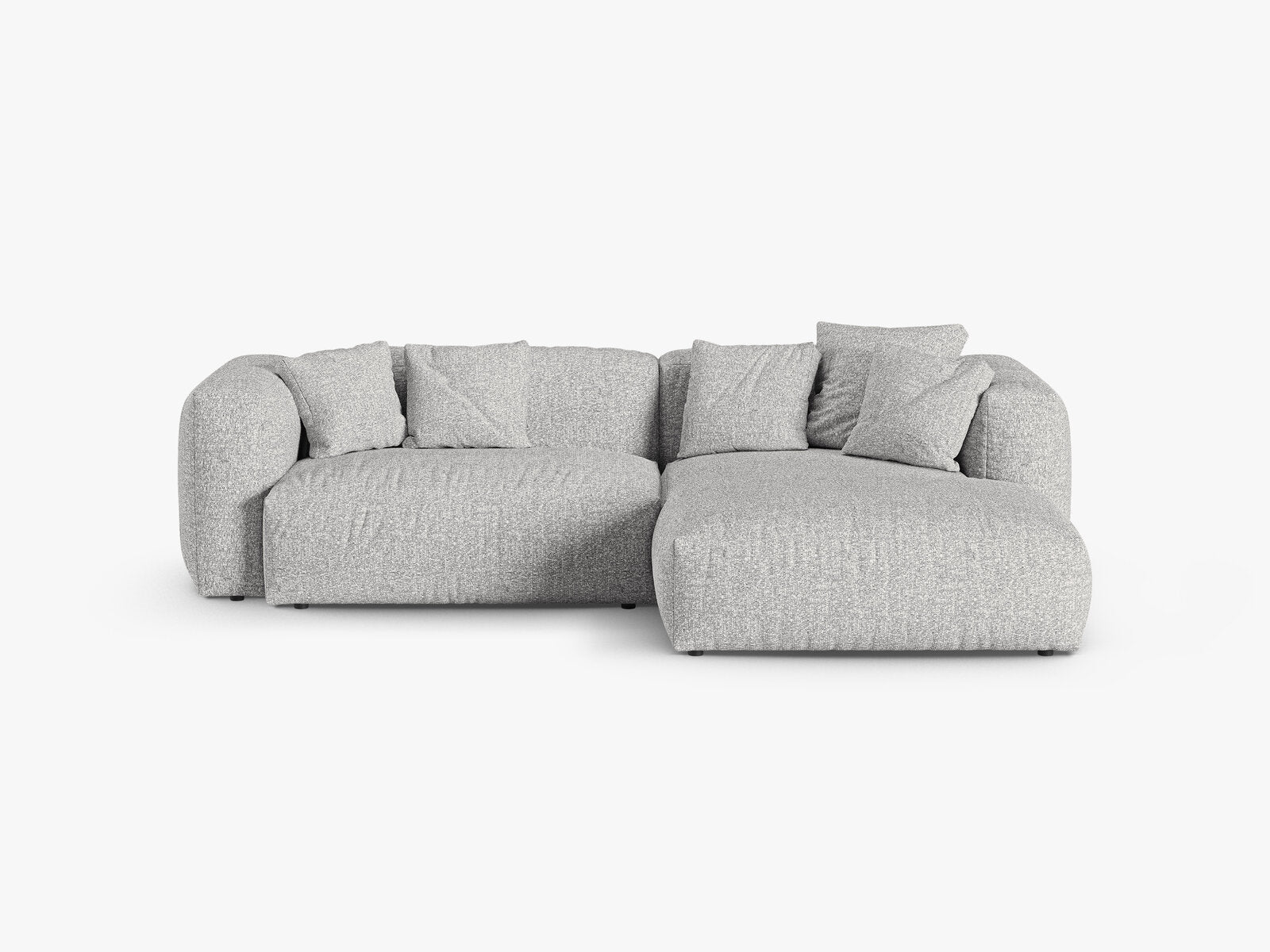 Micadoni Ecksofa Martina 2-Sitzer 90cm Sitztiefe Rechts Boucle Monet Silber