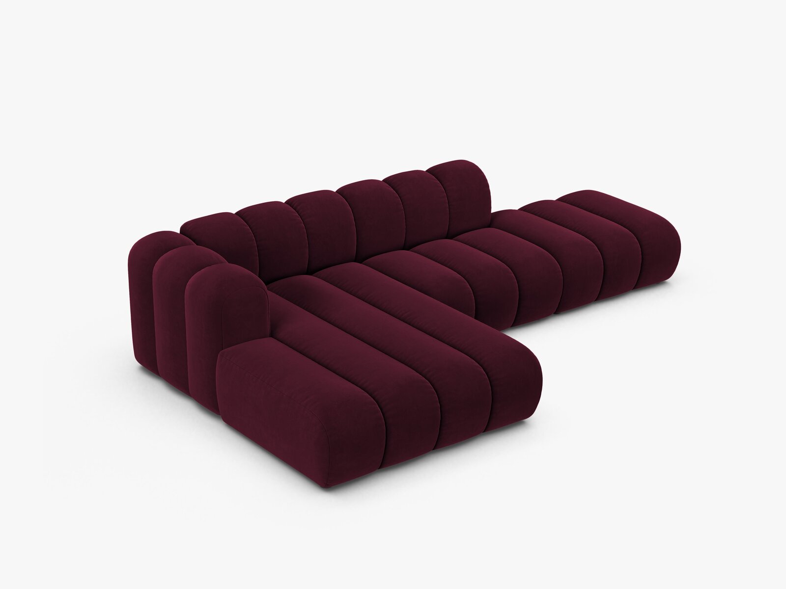Micadoni Modulares Ecksofa offen Lupine 5-Sitzer Links Samt Venus Burgunder