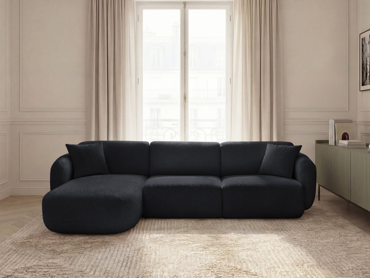 Bobochic Anda Ecksofa 292 × 163 cm Chenille Schwarz Ecke links