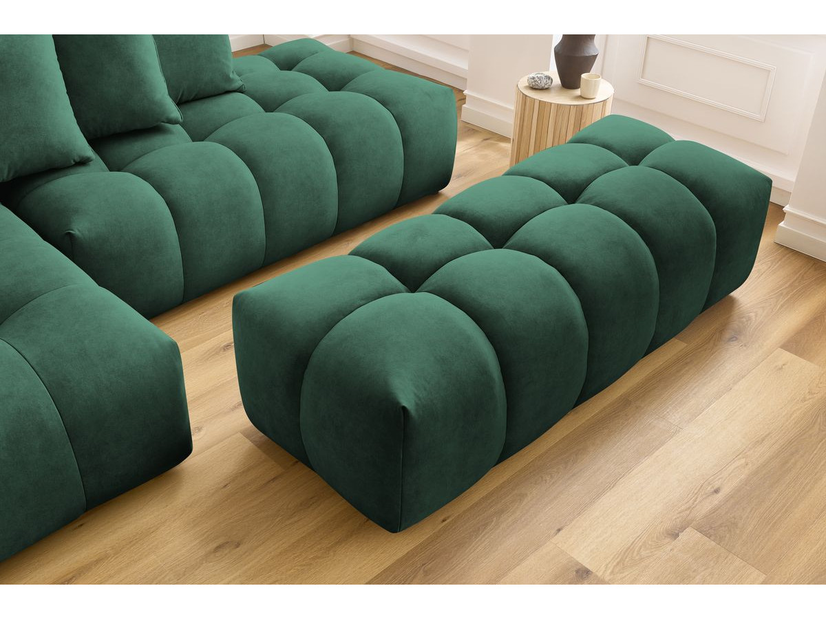 Bobochic Mont-blanc Ecksofa mit Pouf Samt Grün Ecke links