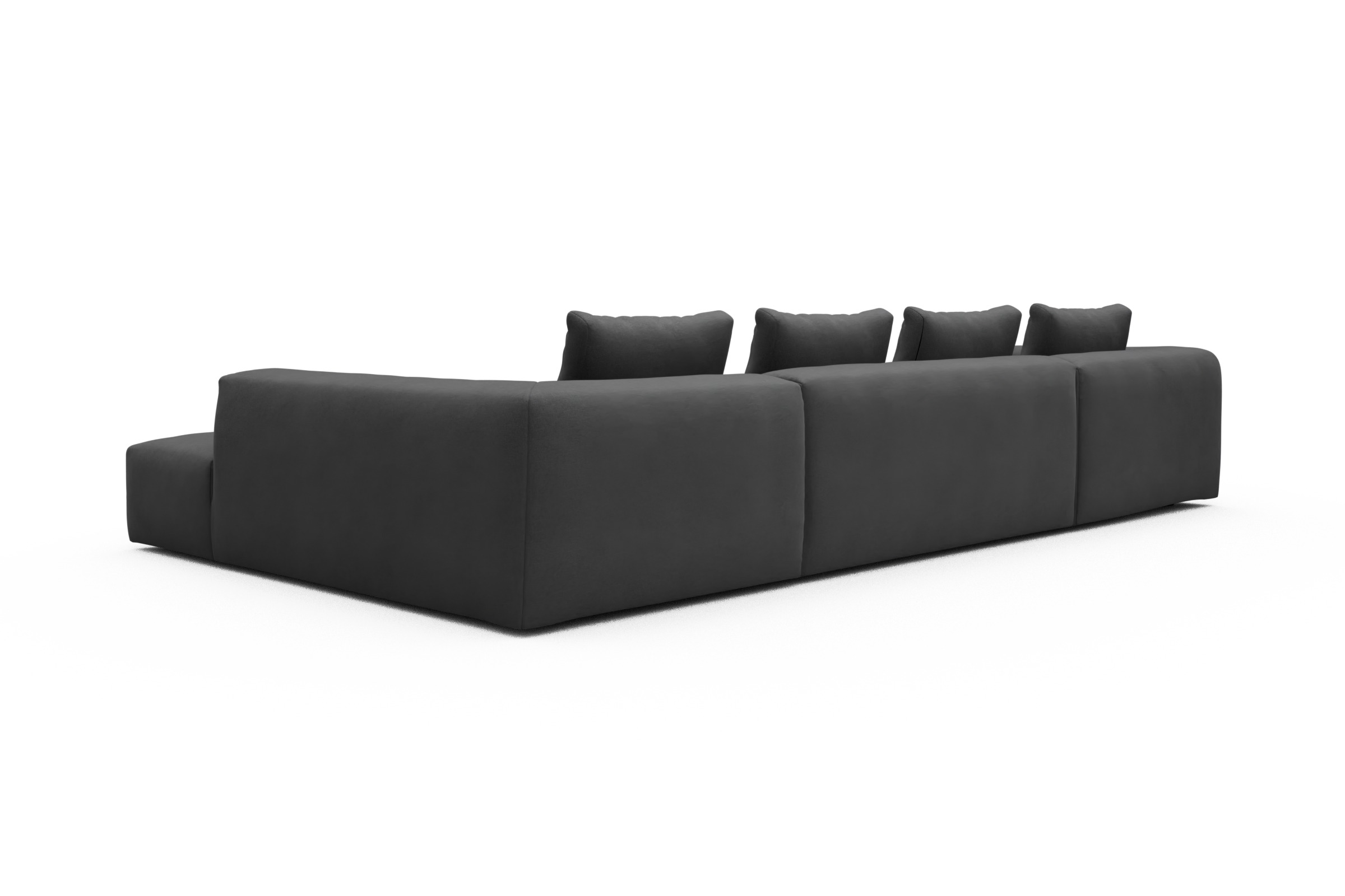 Wohnlandschaft Fred Relax-Ecke rechts mit 2-Sitzer und Chaiselongue links Strukturierter Stoff Satya 441-Warm-Zinc