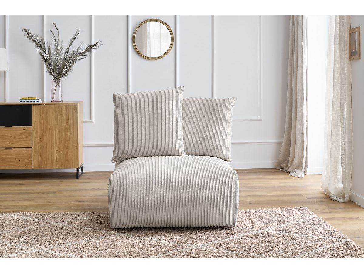 Bobochic Voltaire Sofamodul 1-Sitzer 90 × 100 cm Cordsamt Beige