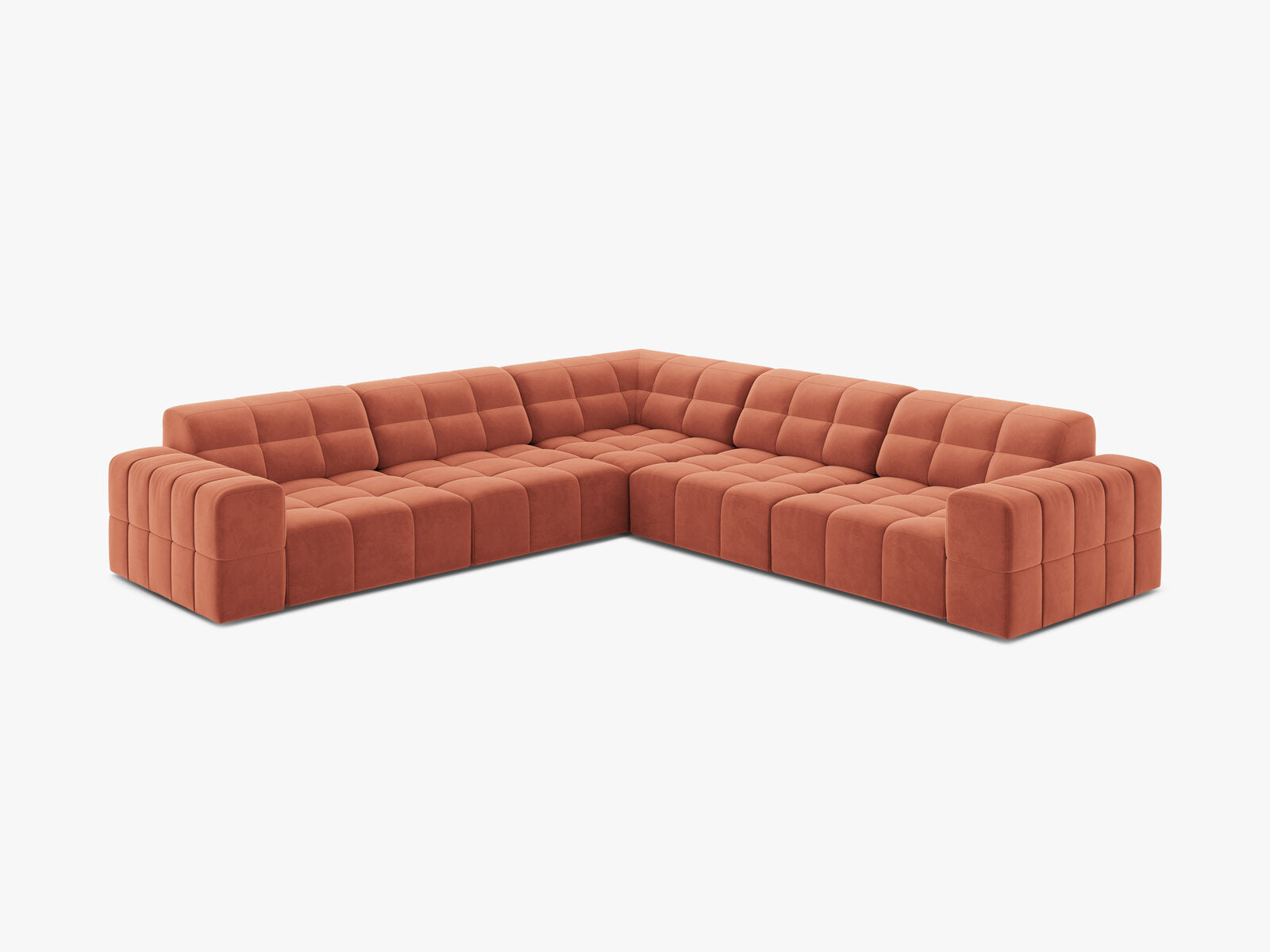 Micadoni Jennifer Modulares Ecksofa 7-Sitzer Samt Venus Koralle